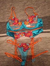 Sexy Blue Bra Suspender Set