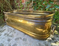 Antique Good Little Solid Brass Trough Jardiniere Planter Interior Garden Art