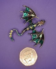 Dragon Brooch In Green