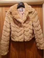 Lipsy Faux Fir Jacket Uk 12