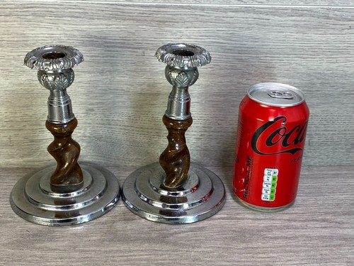 Pair wooden candle stick - wooden,