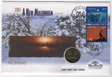 2000 Norway Dual Dated Millennium Coin – First Day Cover – Collectable Nordic