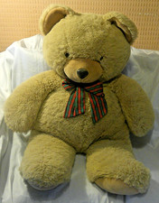 Large Toddler Size Brown Big Teddy Bear Soft Plush Toy with Bow Cuddly Fluffy