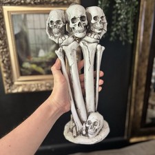 Grey Skeleton & Skull Resin Candle Holder 32x15cm TK Maxx