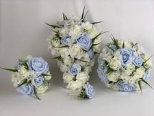 Wedding bouquets Flowers Rose, Bride, Bridesmaid,Flower Girl wand posy baby blue