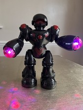 Electronic Walking Black  Super  Robot  With  Lights And Sounds  20 cm Tall