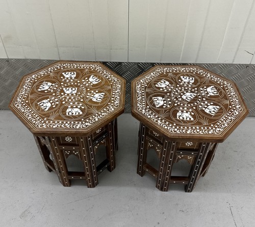 Pair indian elephant - pair, inlaid