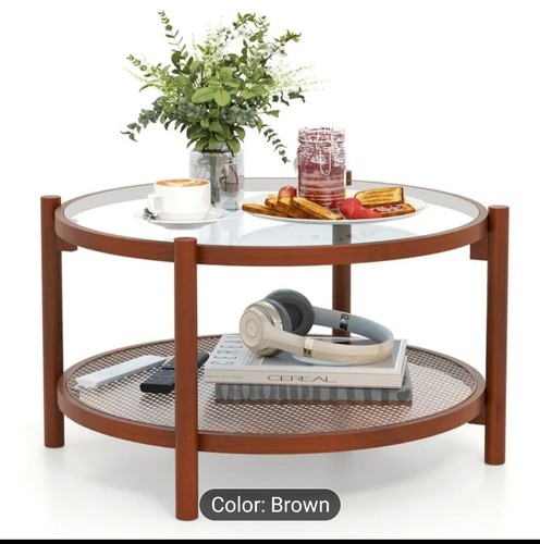 Wooden coffee table round - wooden,