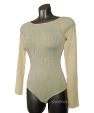 WOLFORD MARBLE BODY BODYSUIT SIZE XS in primrose/dark primrose NWT