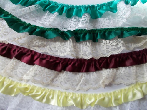 Satin lace over gathered - satin,