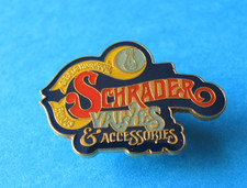 SCHRADER VALVES for Tyres Pin badge, VGC. Enamel. Gold Coloured Metal. ?