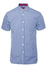 Merc Terry Royal Blue/White Gingham Cotton Short Sleeved Shirt - Retro Mod, Ska