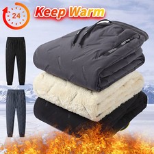 Mens Jogging Bottoms Gym Thicken Fleece Trousers Zip Pockets Joggers Elasticated