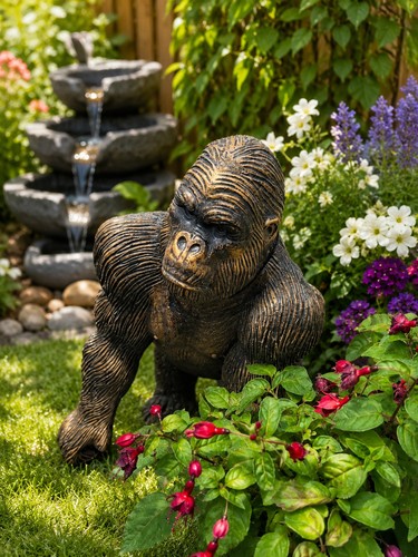 Bronze effect gorilla - effect, garden