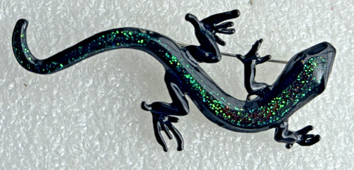 Gecko glitter enamel - glitter, brooch