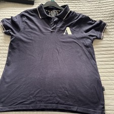 Mens Navy Aquascutum Polo Shirt Large