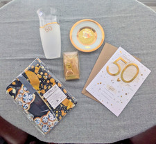 Job Lot 50th Golden Wedding Anniversary Presents, Card and Banner BNWT