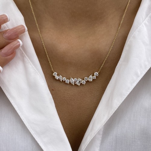 Statement necklace yellow gold - yellow,