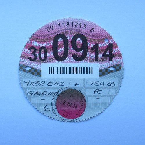 Road tax disc september - road,