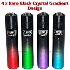 4 Clipper Lighters Set BLACK