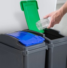 2 x 25L Slimline Recycle Recycling Bin Slim Trash Waste Rubbish Dustbin with Lid