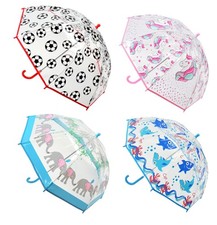 Children's Dome Umbrella Kids' Lightweight Transparent PVC Stick Brolly