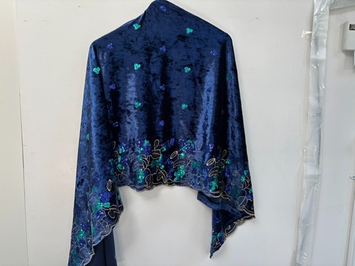 Blue velvet wrap with gold - blue,