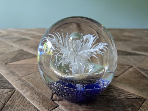 Art glass paperweight white - glass,