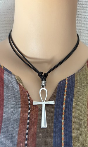 Ankh cross charm pendant - ankh, black