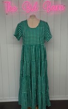 Sweet Dreams Ibiza Dress Size Large Ladies Green White Gingham Checked Maxi