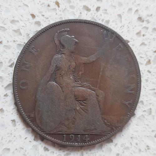 1914 one penny coin - george, v