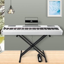 ♬Mustar Digital Piano 88 Keys Portable White Hammer Action Keyboard Pedal MIDI