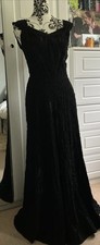 Vintage 1940s  Black Evening Dress With Stunning Appliqué. Size Small (10?)