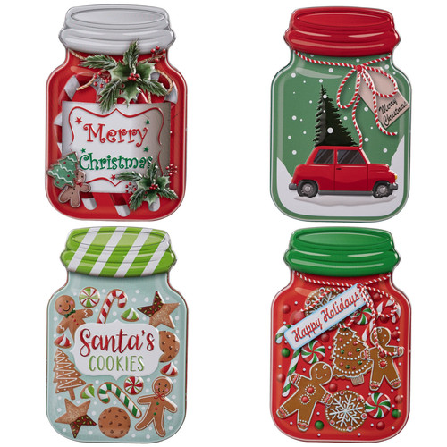 Christmas tin jar decorative - christmas,