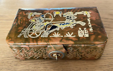 Vintage Leather Jewellery Box Gold Embossed Original Egyptian God Chariot Design
