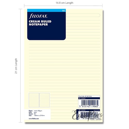 Filofax cream ruled - filofax, a5