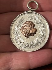 Vintage Hallmarked Solid Silver/Copper Dandie Dinmont Terrier Dog Pendant, Medal