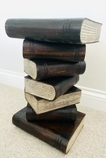 Coffee Table Books Stack Solid Wood Side End Lamp Stand Library Furniture