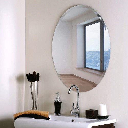 Circular bathroom mirror bevel - bathroom,