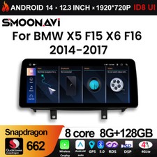 Snapdragon Chip Android 14 Car Stereo GPS Auto Radio For BMW X5 F15 X6 F16 NBT