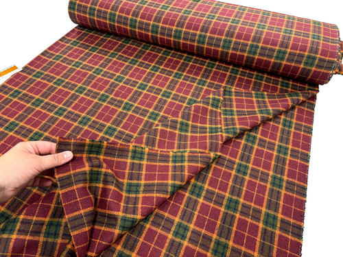 Autumn wool check fabric - wool,