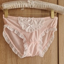 knickers size 10 girly pink silky Panties cute white lace Japanese style ?new 