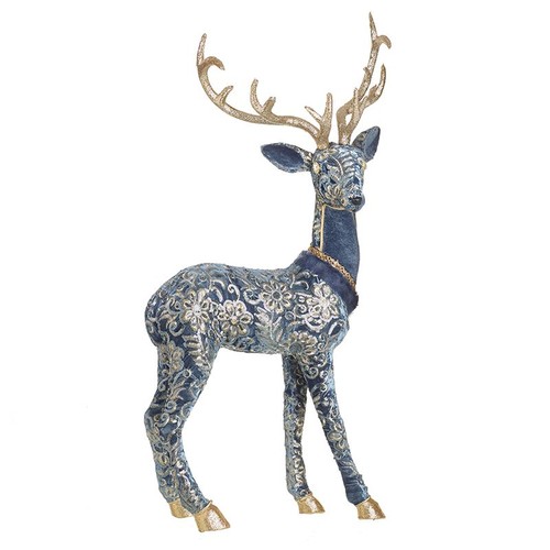 Deer blue patterned - patterned, standing
