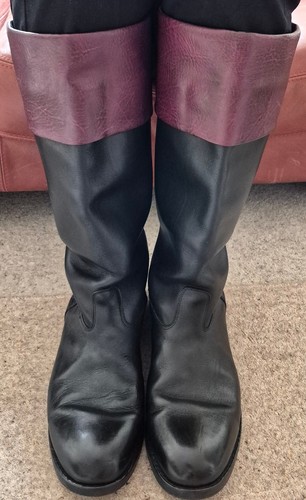 Vintage black leather riding - black,