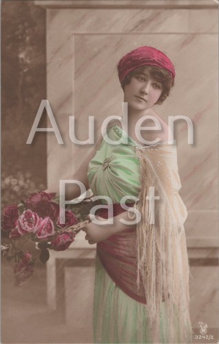 Vintage hand coloured postcard - coloured,