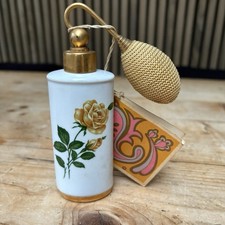 Vintage 1960s Porcelain Rose Floral Perfume Atomizer Bottle - Made in Austria