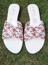 Ladies Leather Joyca mules 40 Woven leather upper red and white