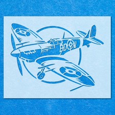Spitfire Fighter War Plane Stencil: Mylar Airbrush Wall Art Painting Crafts 2