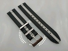 New Zuludiver 20mm Black Grey Canvas Quick Release  Divers Watch Strap 6A653