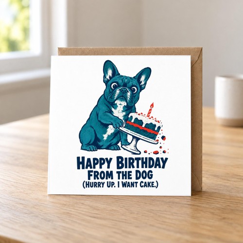 French bulldog birthday card - french,